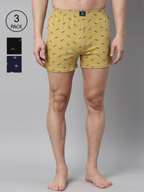 

Joven Men Pack Of 3 Printed Pure Cotton Boxers JB3K-PKBDDP, Black