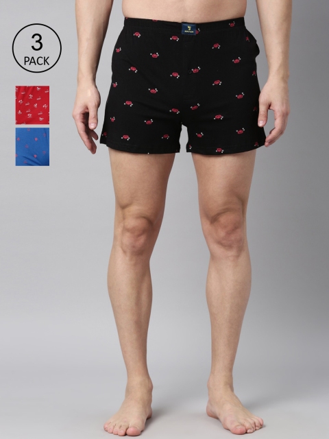 

Joven Men Pack Of 3 Printed Pure Cotton Boxers JB3K-DTPKBC, Blue