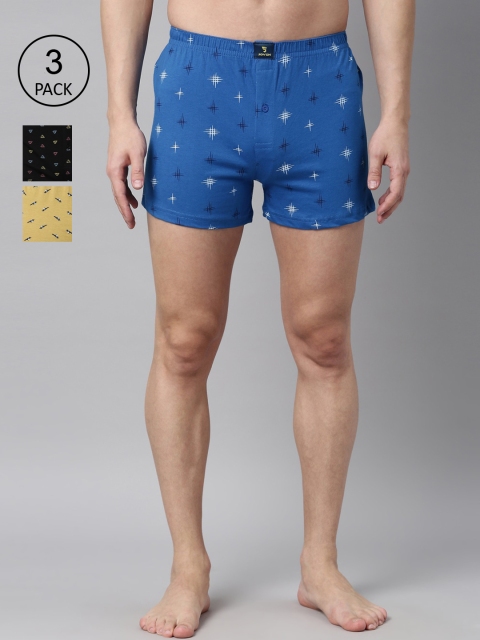 

Joven Pack Of 3 Printed Knitted Pure Cotton Boxers JB3K-PYBDHT, Black