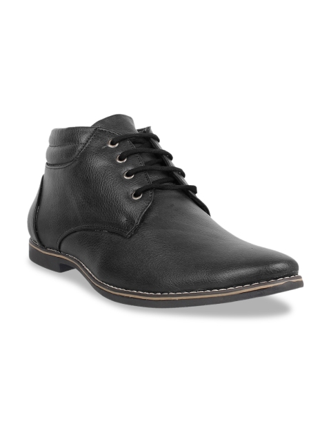 

Vardhra Men Black Leather Flat Boots