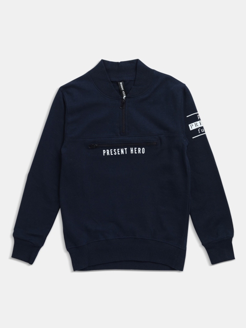 

Maniac Boys Navy Blue Lightweight Crop Bomber with Patchwork Jacket