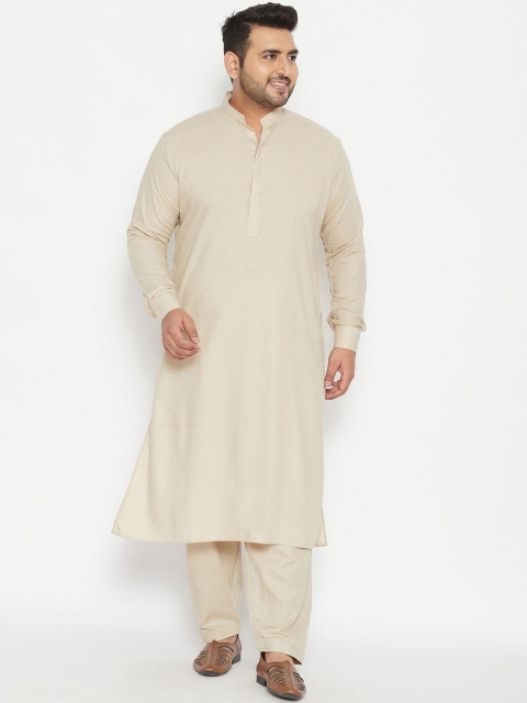 

VASTRAMAY PLUS Men Beige Printed Regular Kurta with Pyjamas