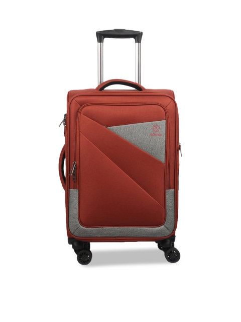 

NOVEX Rust Orange & Grey Solid Soft-Sided Large Trolley Suitcase