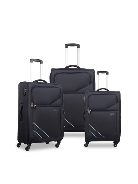 

NOVEX Unisex Set Of 3 Blue Solid Soft Sided Trolley Luggage