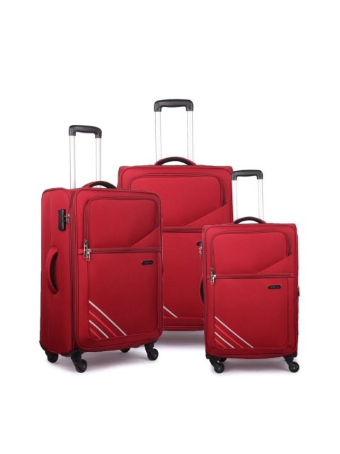 

NOVEX Set Of 3 Red Solid Soft-Sided Trolley Suitcases