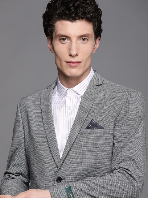 

Theme Men Grey Checked Slim Fit Blazers