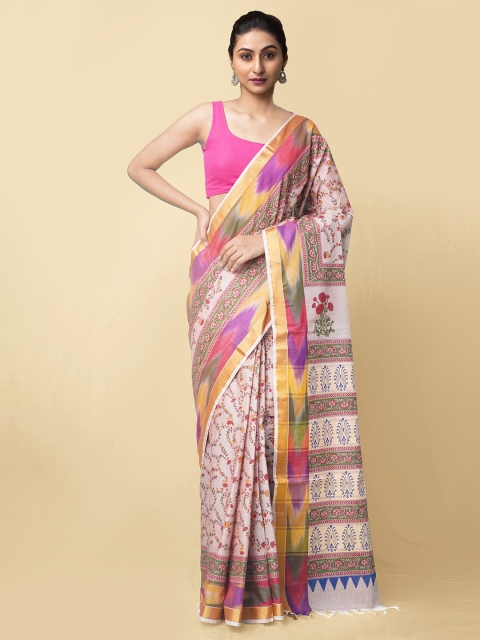 

Unnati Silks Brown & Blue Zari Pure Cotton Sambalpuri Sustainable Saree
