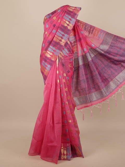 

Pothys Pink & Purple Ethnic Motifs Jute Silk Saree