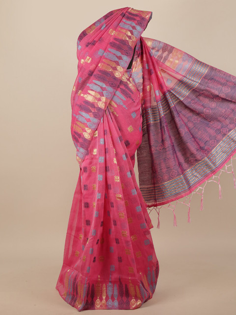 

Pothys Pink & Purple Ethnic Motifs Jute Silk Saree