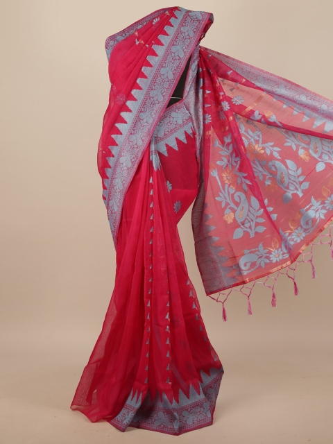 

Pothys Magenta & Blue Ethnic Motifs Jute Silk Saree