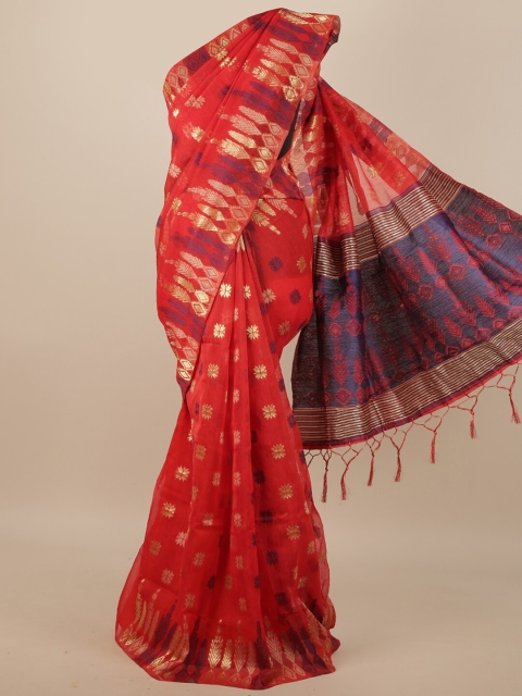 

Pothys Red & Purple Woven Design Jute Silk Saree