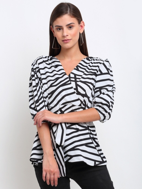 

emeros White Striped Crepe Regular Top