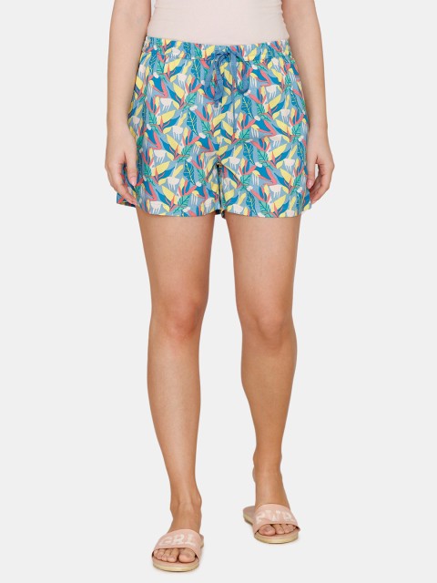 

Zivame Women Blue & Multicoloured Printed Lounge Shorts