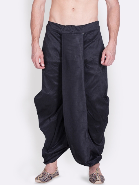 

Sanwara Men Black-Coloured Solid Traditional Art Silk Dhoti Pants