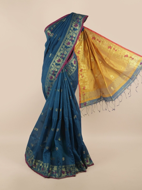 

Pothys Blue & Yellow Woven Design Saree