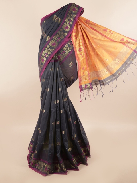 

Pothys Grey & Orange Woven Design Saree
