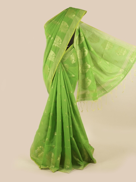 

Pothys Green & Gold-Toned Woven Design Saree