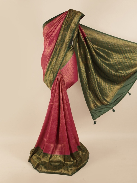 

Pothys Pink & Green Woven Design Silk Blend Saree