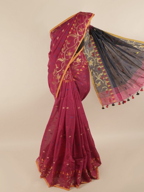 

Pothys Maroon & Charcoal Woven Design Saree