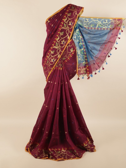 

Pothys Magenta & Gold-Toned Woven Design Saree