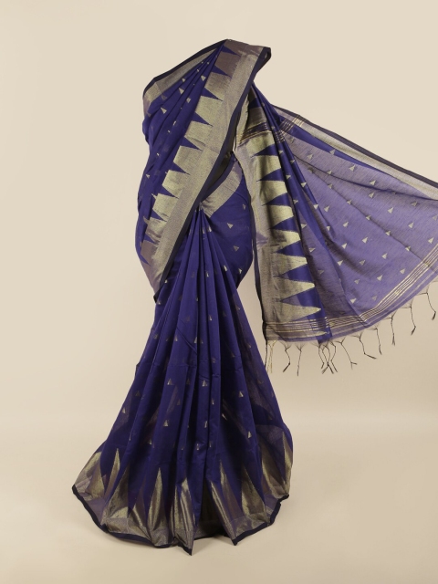 

Pothys Blue & Gold-Toned Woven Design Saree