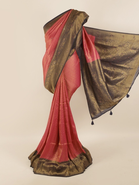 

Pothys Pink & Grey Woven Design Silk Blend Saree