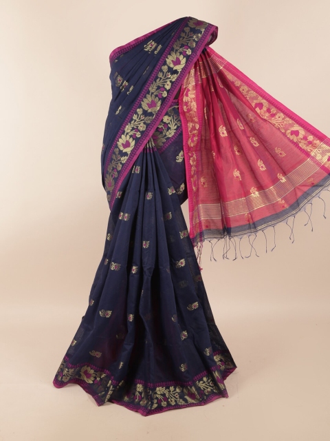

Pothys Blue & Pink Woven Design Saree
