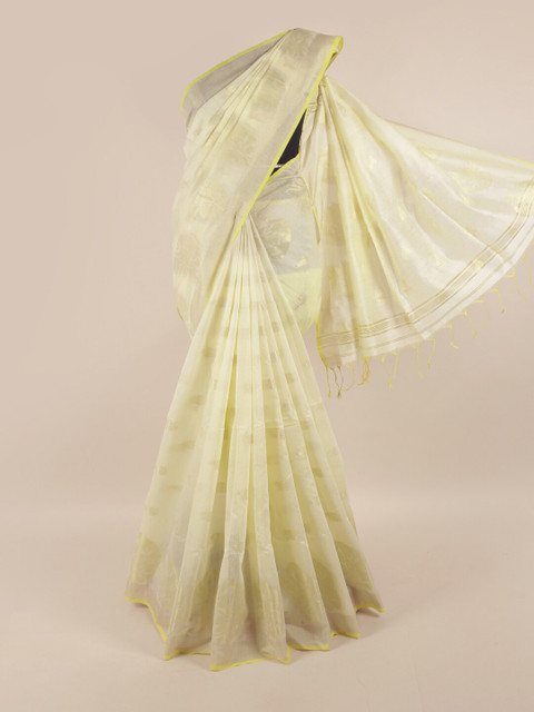 

Pothys Yellow & Gold-Toned Woven Design Zari Saree