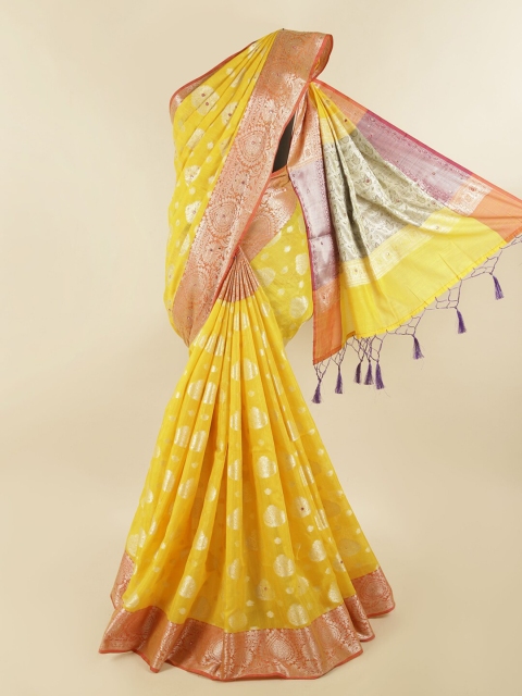 

Pothys Yellow & Grey Woven Design Saree