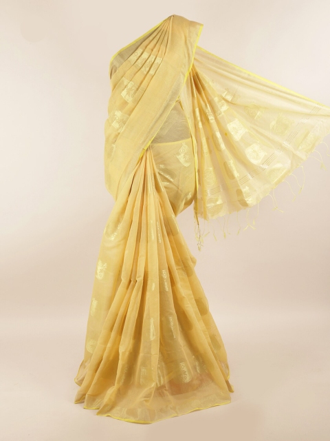 

Pothys Yellow & Gold-Toned Woven Design Saree