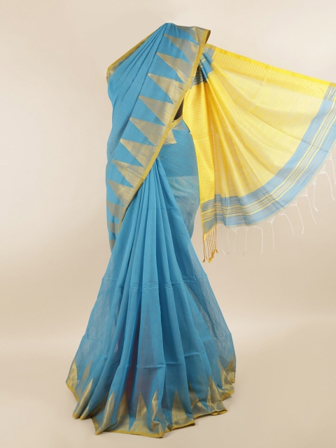 

Pothys Turquoise Blue & Yellow Woven Design Saree