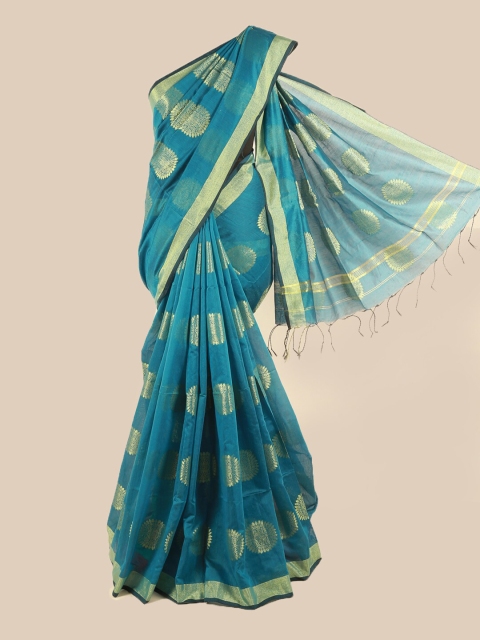 

Pothys Blue & Gold-Toned Woven Design Saree