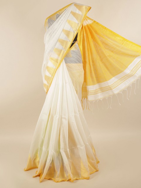 

Pothys White & Yellow Woven Design Saree