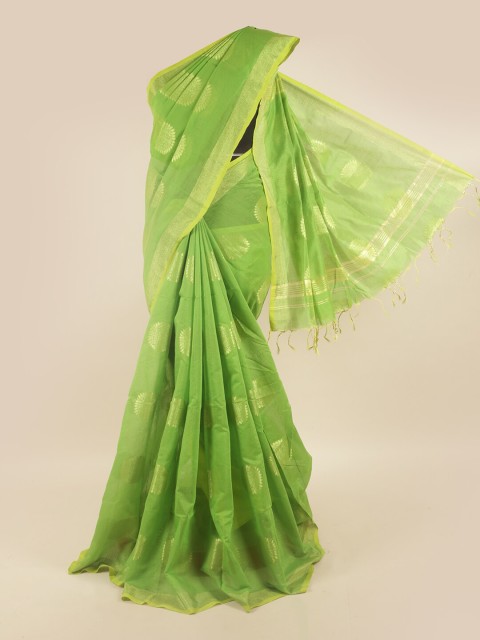 

Pothys Green & Gold-Toned Woven Design Saree
