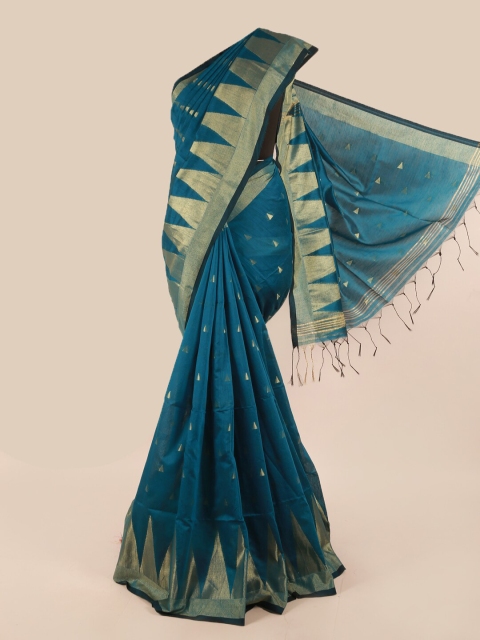 

Pothys Blue & Gold-Toned Woven Design Saree