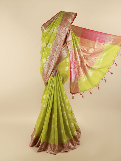 

Pothys Green & Red Woven Design Saree