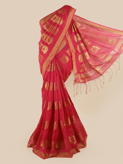 

Pothys Pink & Gold-Toned Woven Design Saree