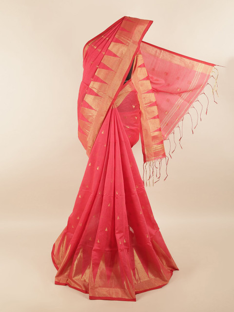 

Pothys Red & Gold-Toned Woven Design Zari Saree