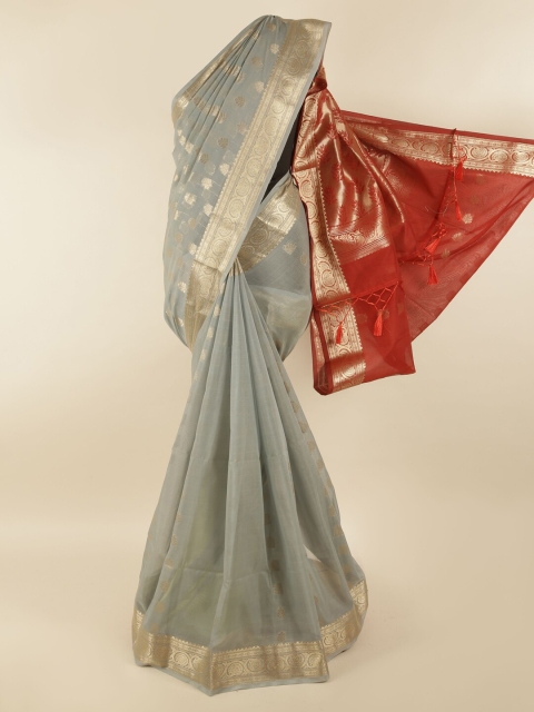 

Pothys Grey & Maroon Woven Design Saree
