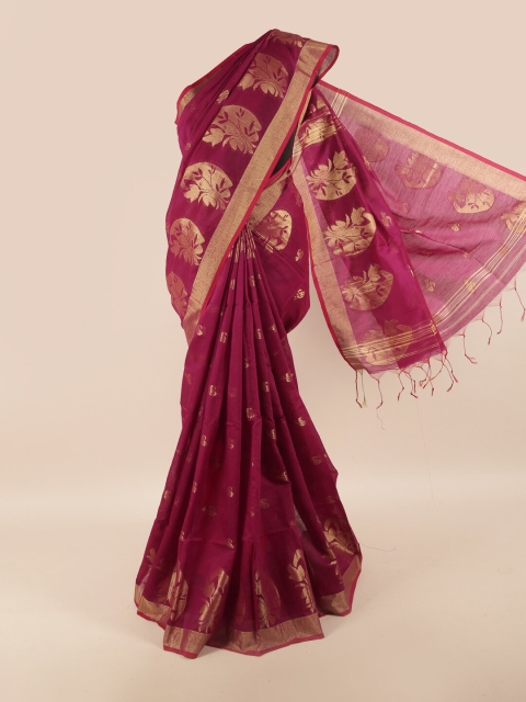 

Pothys Magenta & Gold-Toned Woven Design Saree