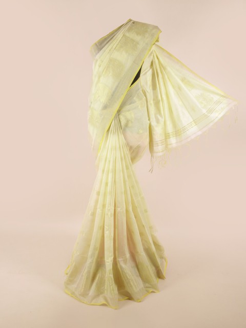 

Pothys Cream-Coloured & Gold-Toned Woven Design Saree