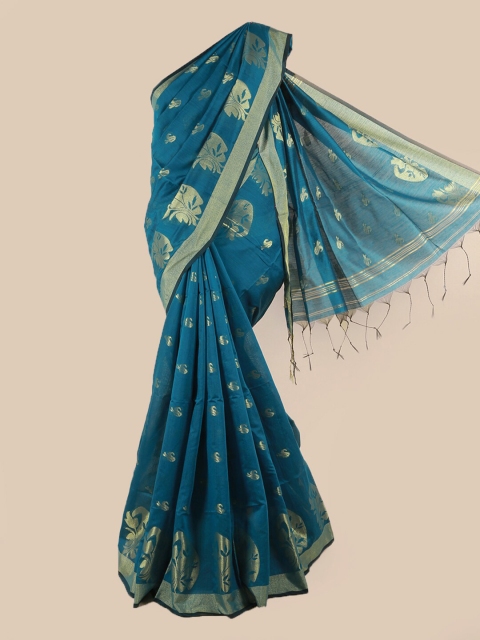 

Pothys Blue & Gold-Toned Woven Design Saree