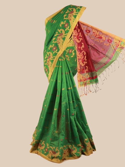 

Pothys Green & Pink Woven Design Saree
