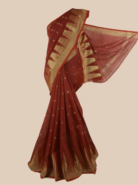 

Pothys Maroon & Gold-Toned Woven Design Saree