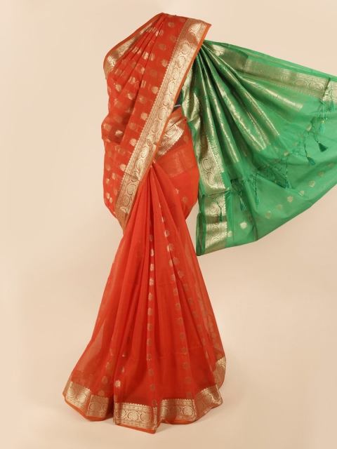 

Pothys Orange & Green Woven Design Saree