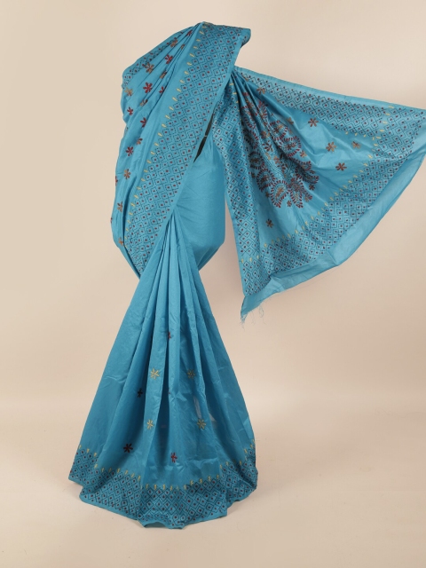 

Pothys Blue & Black Ethnic Motifs Embroidered Saree