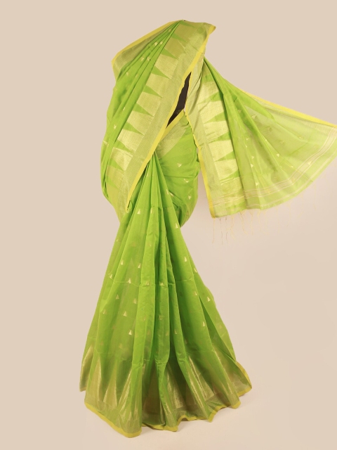 

Pothys Green & Gold-Toned Woven Design Saree