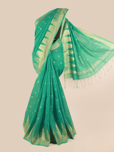 

Pothys Green & Gold-Toned Woven Design Saree