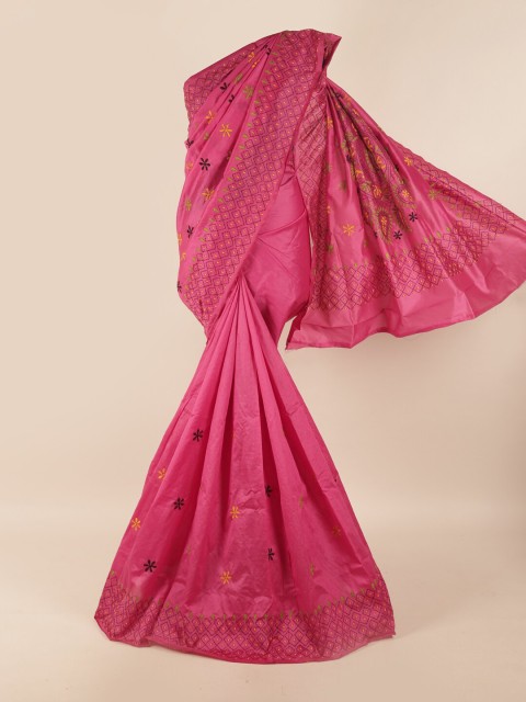 

Pothys Pink & Green Embroidered Saree