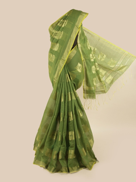 

Pothys Green & Gold-Toned Ethnic Motifs Saree